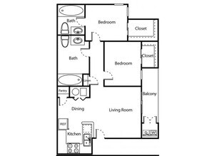 2 Bed 2 Bath Upgraded floor plan